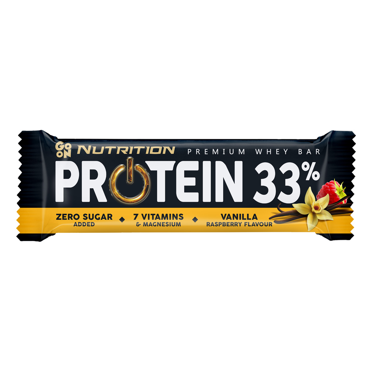 GO ON Proteinová tyčinka 33% vanilka - malina 50 g
